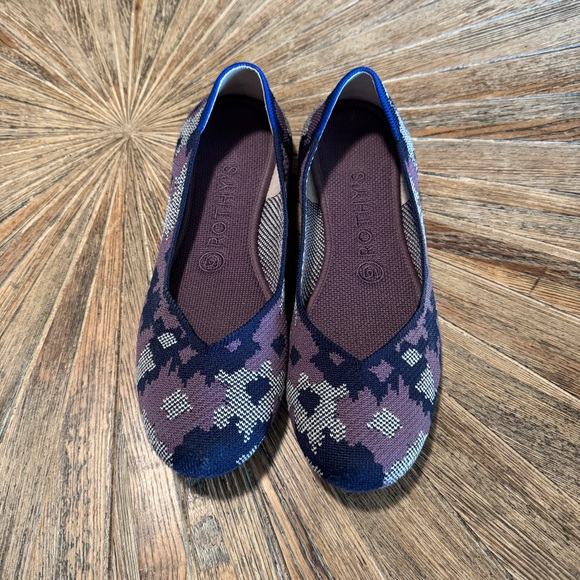 Rothy's size 7.5 The Flat Round Toe Botanicamo Purple Camo Ballet Flats shoes - Picture 1 of 9